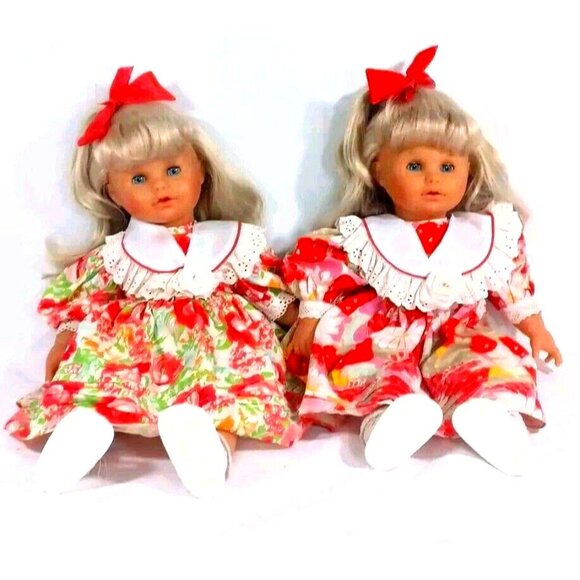Max Zapf Creation Ballica Doll Twins ? Vintage 1980s 20" Ribbons and Lac… - Picture 2 of 16